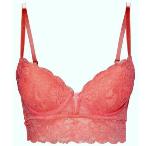 Marilyn Monroe Women's Full-Coverage Longline Lace Bra Rose Bisque Pink Size 36C - Picture 1 of 10